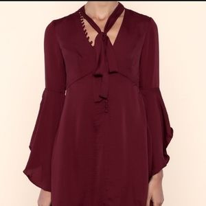 Honey Punch Neck Tie Flare Bell Sleeve